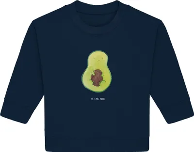 Produktbild von Mr. & Mrs. Panda Organic Baby Pullover Avocado Kern 6. - 12. Monat - French Navy - Geschenk, Pflanze, Bullover, Frucht, Spruch Leben