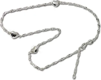Produktbild von SilberDream Damen-Fußkette 25cm 925er Silber allergenfrei silber Herzen SDF019I
