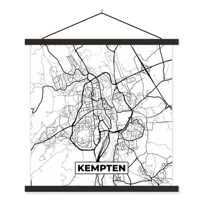 Produktbild von MuchoWow® Textilposter Karte - Stadtplan - Kempten 40x40 cm mit schwarzem Rahmen - Fotos