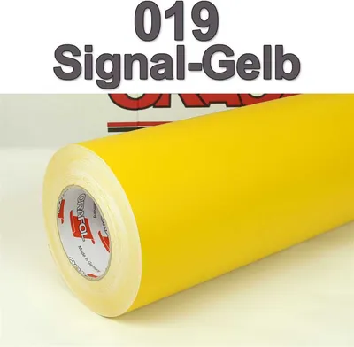 Produktbild von (6,65€/m²) Oracal® Möbelfolie 019 Signalgelb Matt 63 cm Breite Laufmeterware selbstklebende Folie Plotterfolie Klebe Folie Oracal 631 matte Küchenfolie