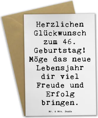 Produktbild von Mr. & Mrs. Panda Klappkarte Spruch 46. Geburtstag - Weiß - Geschenk, Glückwunschkarte, Sprüche zum, hochzeitskarten, dankeskarten, Freude und Erfolg, Grußkarte