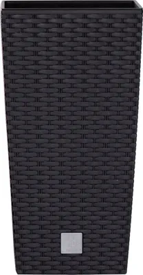 Produktbild von Pflanztopf aus Kunststoff, H 61 cm - Ø 32,5 cm wetterfest im stilvollen Rattan-Look - Pflanzsäule - Blumentopf - Blumenübertopf - Pflanzkübel