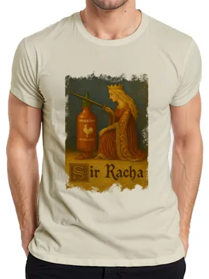 Productafbeelding van Sir Racha Sriracha, ridder, koningin, middeleeuwen, chili, heren T-shirt, natuur, maat S
