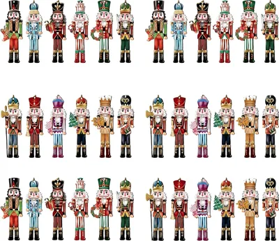 Produktbild von Nussknacker-Soldat-Anhänger, hölzerner Nussknacker, hängendes Ornament, bemalt, festliche Dekoration für Weihnachtsbaum, Neujahrsgeschenke, Party-Dekor, 36 Stück