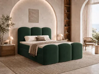 Produktbild von Emlar Boxspringbett Royal 160x200 - Komplett-Set mit Matratze und Topper - Polsterbett mit Bettkästen - Boxspringbett Grün (Magic Velvet 2292)