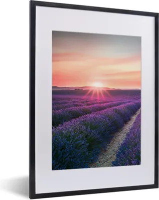 Produktbild von MuchoWow® Gerahmtes Poster Lavendel - Lila - Blumen - Himmel 30x40 cm - Poster mit Schwarzem Bilderrahmen Wandposter Rahmen Foto Bilder - Wandposter Schlafzimmer