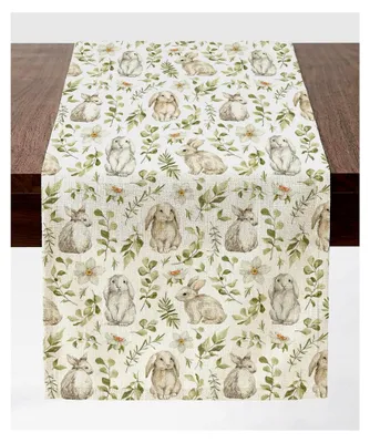 Produktbild von Oster Tischläufer 40x140 cm Motiv Hase mit Blumenmuster für Festliche Tische