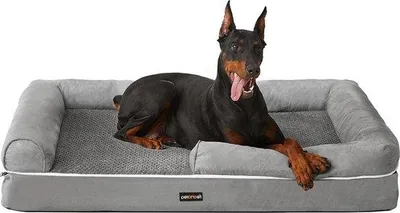 Image de Lit pour chien - Lit pour chien avec rembourrage moelleux et bords surélevés - 120 x 85 x 25 cm - gris clair antidérapant PGW078G02