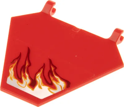 Produktbild von 1x Lego Fahne 5x6 rot 2 Clips Sticker Flammen rechts Ninjago 70721 x1435pb024R