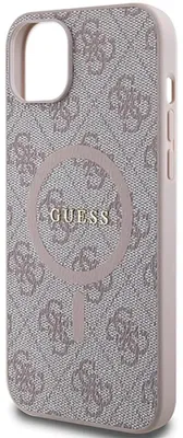 Produktbild von Echtes GUESS Case GUHMP14SG4GFRP passend für iPhone 14 (Kompatibel mit Magsafe / 4G Ring classic logo / rosa)