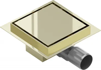 Produktbild von Mexen Flat quadratischer Bodenablauf 12 x 12 cm, Gold - 1510012