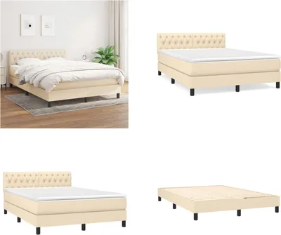Produktbild von vidaXL Boxspringbett mit Matratze Creme 140x190 cm Stoff - Boxspringbett - Boxspringbetten - Bett - Schlafzimmermöbel