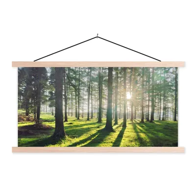 Produktbild von MuchoWow® Textilposter Bäume - Natur - Wald 120x60 cm mit holzfarbenen Rahmen - Klemmleiste