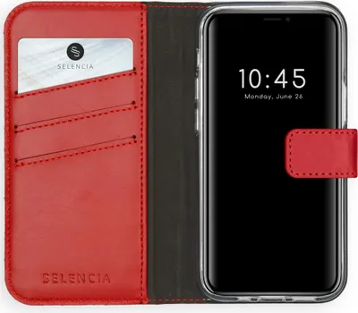 Immagine prodotto di Libreria in vera pelle Selencia per Apple iPhone 12 Mini - Rosso