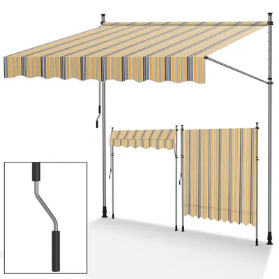Produktbild von Hengda Markise Wasserabweisend Gelenkmarkise für Balkon Balkonmarkise Sonnenschutz Klemmmarkise Gelb und Blau 4M