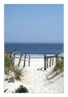 Produktbild von Wallario Wandbild Blick auf Strand, Größe: 61 x 91,5 cm, Poster mit rahmenlosen Bildhalter