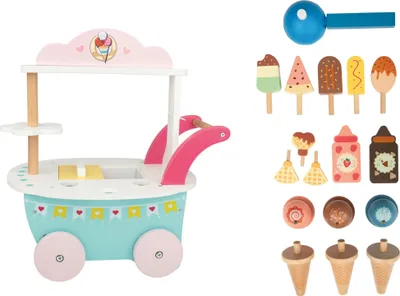 Produktbild von LUPILU Eiswagen Spielküche Kinder Echtholz Holzspielzeug Zubehör 18-teilig
