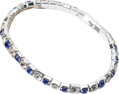 Produktbild von s Damen-Armband, einreihig, voller Strass-Intarsien, elastischer Armreif, Schmuck-Saphirblau + Weiß