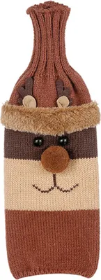 Produktbild von Weihnachts-Weinpullover-Hülle, handgefertigt, gestrickt, Cartoon-Weihnachtsmann, Schneemann, Rentier, Flaschenhülle für den Esstisch im Winter, Dekoration