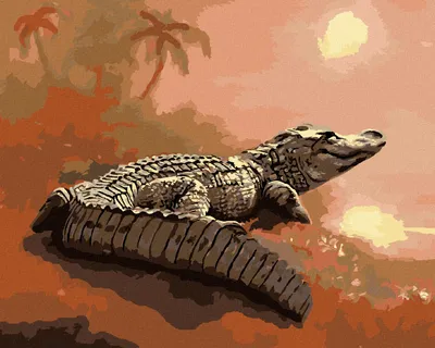 Produktbild von Zuty - Malen nach Zahlen - ALLIGATOR, DER INS WASSER SCHAUT (D. RUSTY RUST), 40x50 cm, mit Keilrahmen (bereits gespannt)
