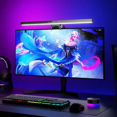 Zdjęcie produktu dla Listwa oświetleniowa BlitzWolf® BW-CML6 RGB do monitorów gamingowych z bezprzewodowym pilotem, dynamicznym nagrywaniem, bezstopniowym ściemnianiem/temperaturą barwową 2 źródła światła