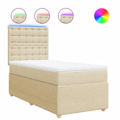 Produktbild von Boxspringbett mit Matratze Creme 100x200 cm Stoff