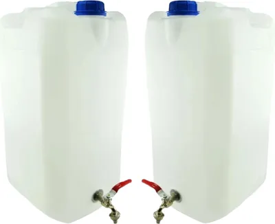 Produktbild von Wasserkanister 30l aus Kunststoff, Wassertank mit Hahn Set 2 Stück, Trinkwasserkanister, Reservekanister, für Haus, Garten, Auto, Camping usw.