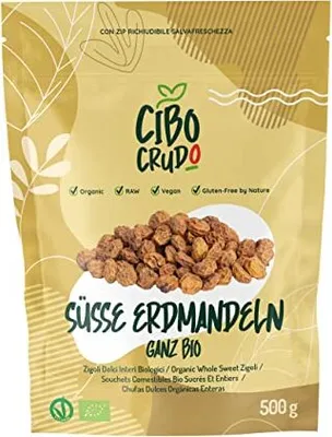 Produktbild von Erdmandeln Ganz - 500g. Tigernüsse oder Chufas Rohkostqualität. Erdmandel ohne Zucker-Zusatz und ohne Weizen.