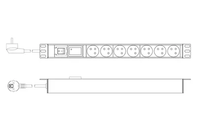 Obrázok produktu pre Digitus DN-95407-FR, Spínané, 1U, Montáž na rack, Vodorovný, Hliník, Plast, 7 AC zásuvky/AC zásuviek