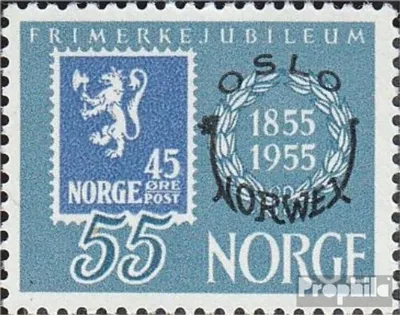 Produktbild von Briefmarken Norwegen 1955 Mi 395 postfrisch Briefmarkenausstellung
