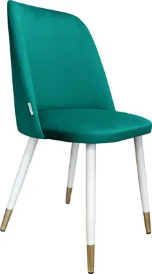 Produktbild von Samtiges Sessel GOYA MG20 mit weißen und goldenen Beinen. Moderner Sessel für Wohnzimmer, Esszimmer und Küche
