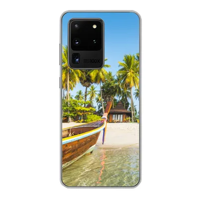 Produktbild von MuchoWow® Handyhülle Schutzhülle Hülle für Samsung Galaxy S20 Ultra Strand - Kajak - Sommer Silikon Softcase Handy Hülle - Karteninhaber