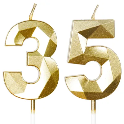 Produktbild von 35 Kerzen für Geburtstagsgeschenke, goldene Zahl 35, Geburtstagskerzen, Tortenaufsätze zur Dekoration für Geburtstagsfeiern