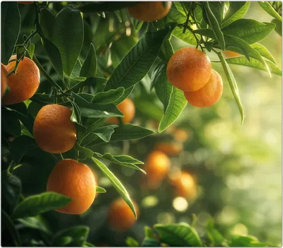 Produktbild von Spritzschutz Herdabdeckplatte Schneidebrett aus Glas Orangenbaum Closeup 1-Teilig (60x52cm)