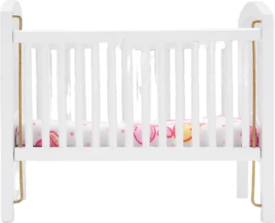 Produktbild von Puppenhaus, Babybett, Mini-Möbel, 1:12, Miniatur-Puppenhaus-Zubehör, Kinder-Spielzeug, weiß
