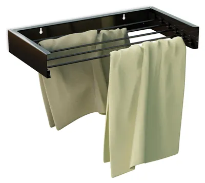 Wanddroogrek, 5 Stangen, 4,15 m, 11,5 x 85 x 42,5 cm, schwarz, klappbar