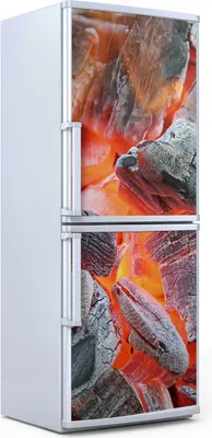 Produktbild von Kühlschrankdekoration  60x180 cm  Aufkleber auf dem Kühlschrank - Grill Feuer Glut