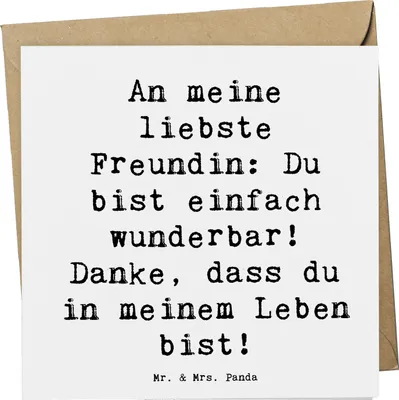Produktbild von Mr. & Mrs. Panda Klappkarte Spruch Liebste Freundin - Weiß - Geschenk, Besonderer Moment, Aufmerksamkeit, Danke sagen, beste, doppelkarte, Bedanken, faltkarte, Grußkarte
