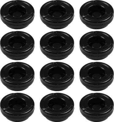 Produktbild von 12 Stück Windaschenbecher Aschenbecher mit abnehmbaren Deckel aus Melamin in schwarz ø 10cm