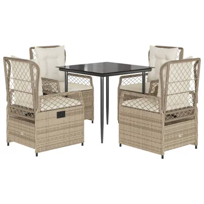 Immagine prodotto di vidaXL set da pranzo da giardino 5 pezzi con cuscini Beige poly rattan