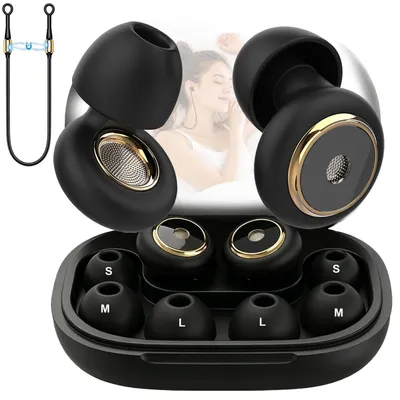 Immagine prodotto di Tappi per le orecchie per dormire, con riduzione del rumore, riutilizzabili, in silicone, neri, disponibili in 3 taglie
