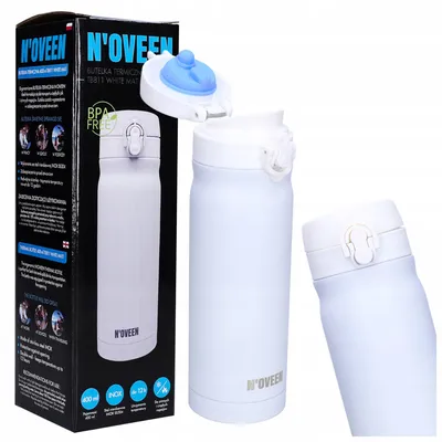 Produktbild von Noveen TB811 Thermoflasche Trinkflasche 400 ml für heiße und kalte Getränke Edelstahl Weiß Matt
