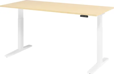 Produktbild von bümö Schreibtisch elektrisch XMKA - Nachbildung Ahorn, Größe:  180 x 80 cm, Gestell: Weiß
