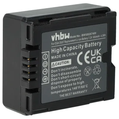 Produktbild von vhbw Akku kompatibel mit Panasonic NV-GS10, NV-GS150, NV-GS140, NV-GS200, NV-GS180, NV-GS120, NV-GS17 Videokamera Camcorder (600 mAh, 7,2 V, Li-Ion)