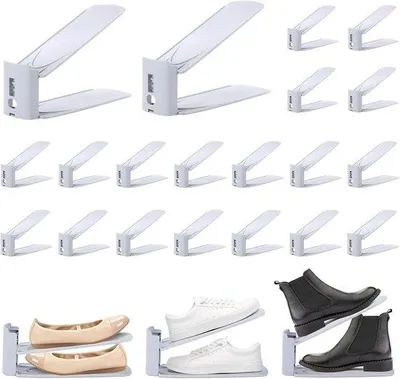 Produktbild von Famanu Schuhstapler 20 Stück - 3-lagig verstellbarer Schuhorganizer