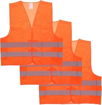 Produktbild von 3 STUKS - Fluoreszierende Weste - Sicherheitsweste - Orange - Fluoreszierende Jacke Weste - THREE STUKS - Reflektierend - Sicherheitsweste - Sicherheitsjacke - FLUO ORANGE