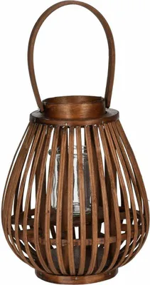 Produktbild von Laterne aus Bambus mit Glasschirm 23cm x 27cm braun Modern Stil