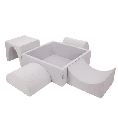 Immagine prodotto di KiddyMoon parco giochi in schiuma con piscina di palline quadrata (200 palline) pozzi di palline per il gioco del bambino percorsi ad ostacoli in piscina,  eu, grigio chiaro:bianco/grigio/minze