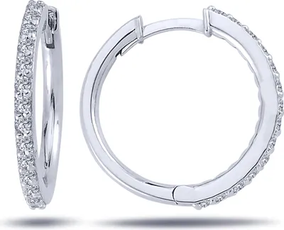 Immagine prodotto di Orecchini a cerchio con diamanti taglio brillante in oro bianco 14 carati