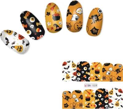Produktbild von Tattoo Nail Halloween Totenköpfe Kürbis Aufkleber Nagel Sticker